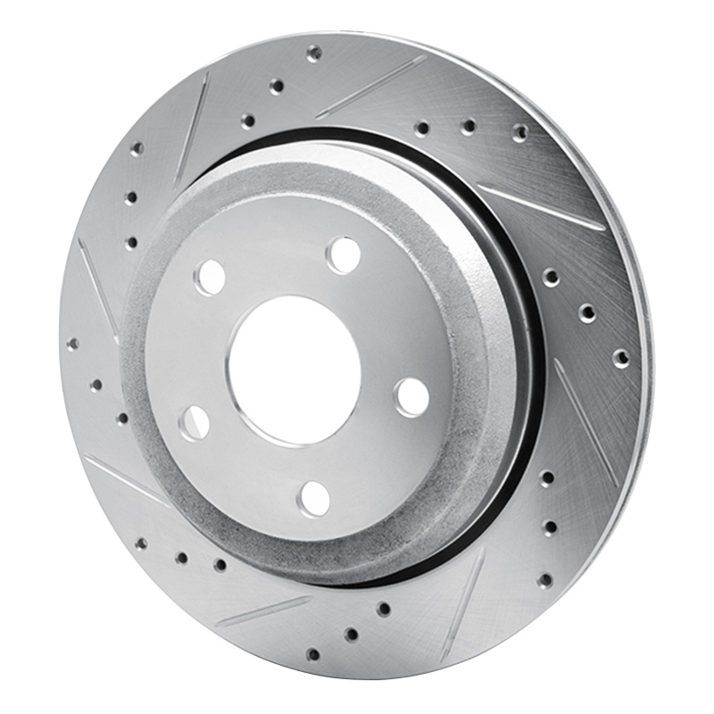 Dodge Durango Brake Rotor (1) - Rear Left - R1 Concepts - Drilled & Slotted - Silver - `11-`25